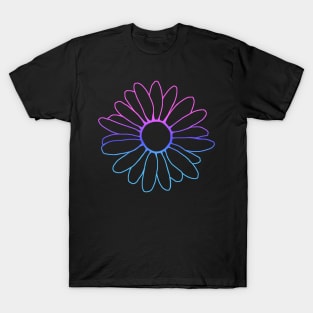 Blue Purple Flower Outline T-Shirt